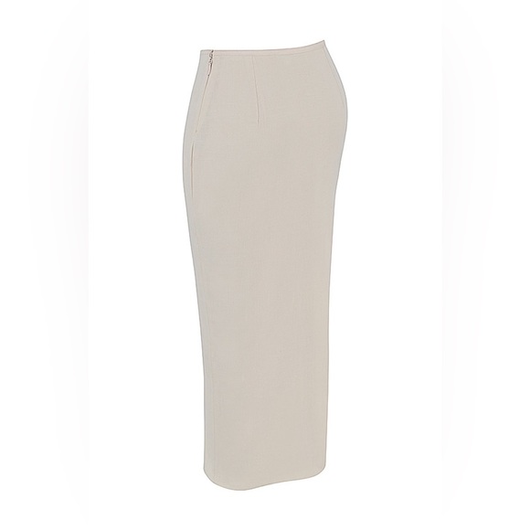 House of CB - Beige Thigh Split Midi Skirt - Picture 12 of 13